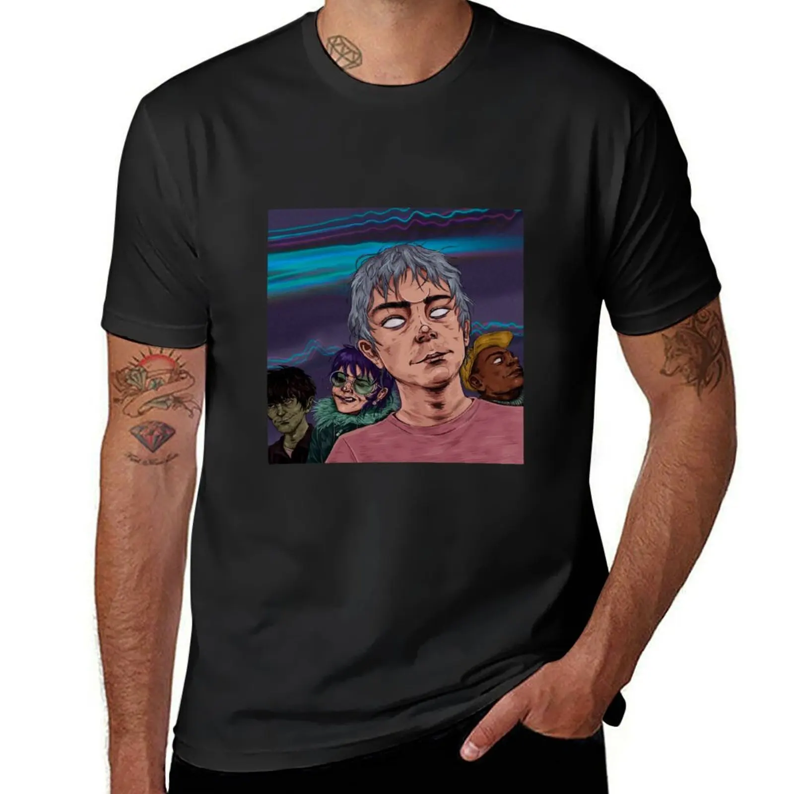 

gorillaz in my art style T-Shirt summer tops Blouse summer top plain t shirts men