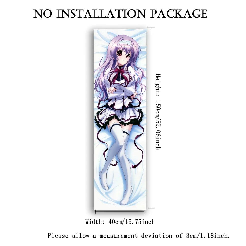 Anime Girl Dakimakura-Style Tapestry, White & Purple Uniform, Soft Bedroom Decor 3