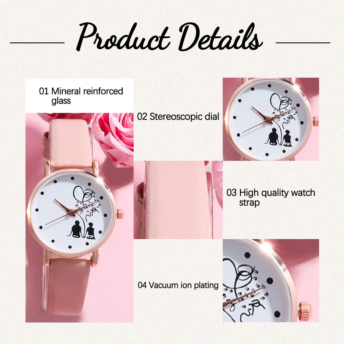 Women Men Fashion Trend Simple Love Digital Stainless Steel Leather Quartz Couple Watch Romantic Happiness Valentine's Day Sift