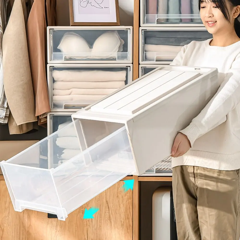 1Pcs Clothing Layered Drawer Storage Box Large Capacity Plastic Underwear Socks Storage Box 5L/13L/21L/35L/54L Stackable 4