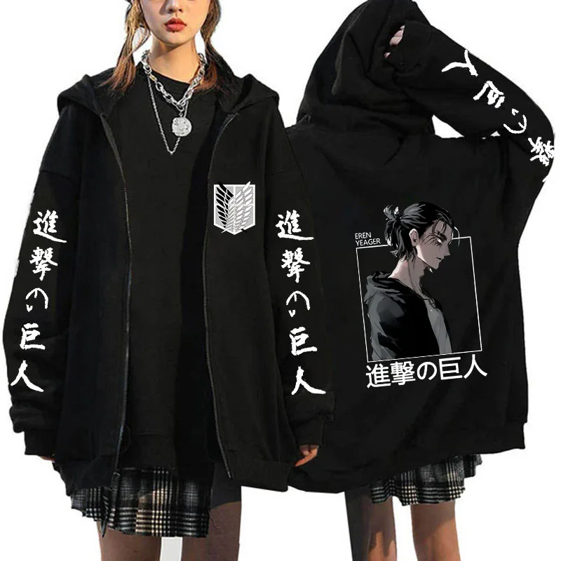 Attack on Titan Sweatshirts Japanese Anime Shingeki No Kyojin Hoodies Harajuku Women Jacket Clothes Cartoon Streetwear Unisex