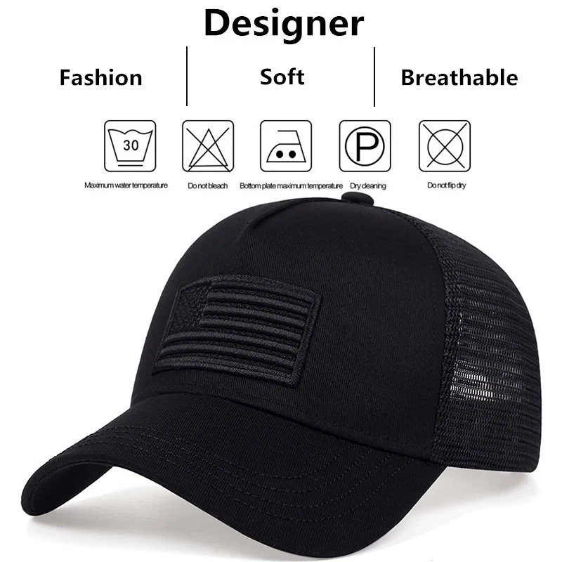Fashion American Flag Embroidery Baseball Net Caps Spring and Summer Outdoor Adjustable Casual Hats Sunscreen Hat Sports & Entertainment