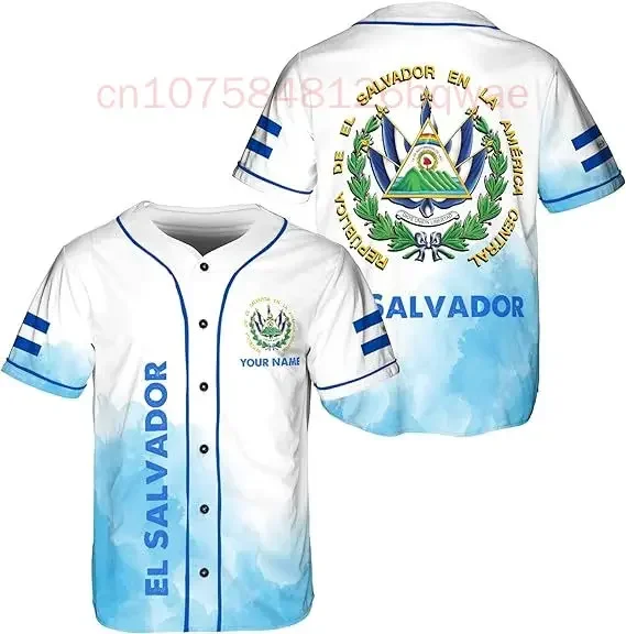 New El Salvador  Custom Name Baseball Shirt Jersey Summer New Fashion 3DPrint Funny Beach Short Sleeve Sport Casual 3