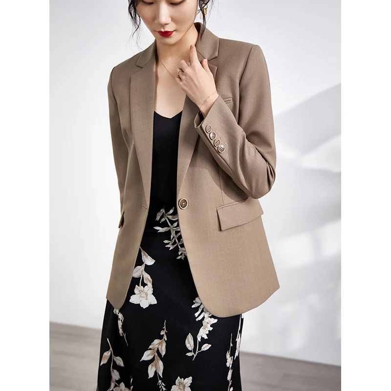 Rocwickline New Summer and Autumn Women's Blazer Formal Solid Turn-down Collar Elegant Vintage England Style Office Lady Blazer