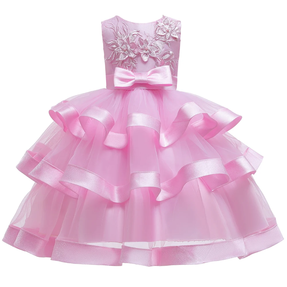 

Flower Girl Dress Girl Clothes Kids Elegant Pearl Cake Princess Dress Girls Dresses For Wedding Evening Party Embroidery