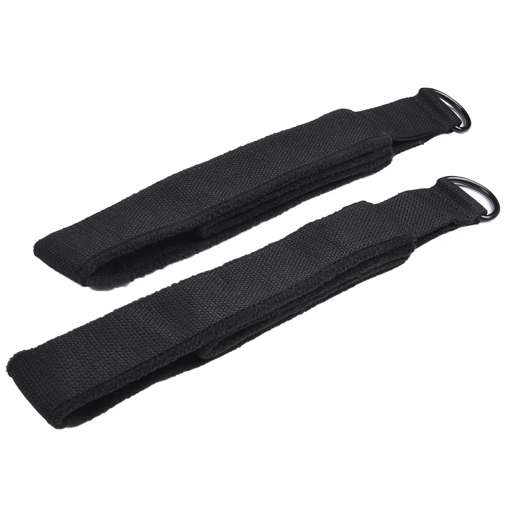 2pcs Double Loop Pilates Circle Foot Straps Black Foot Reformer Fitness Equipment Straps Pilates Double Loop With D-rings