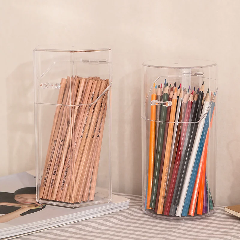 Desktop Organiser Home Office Storage Box Acrylic Transparent Multifunction Pen Holder Stationery Storage Waterproof Dustproof 2