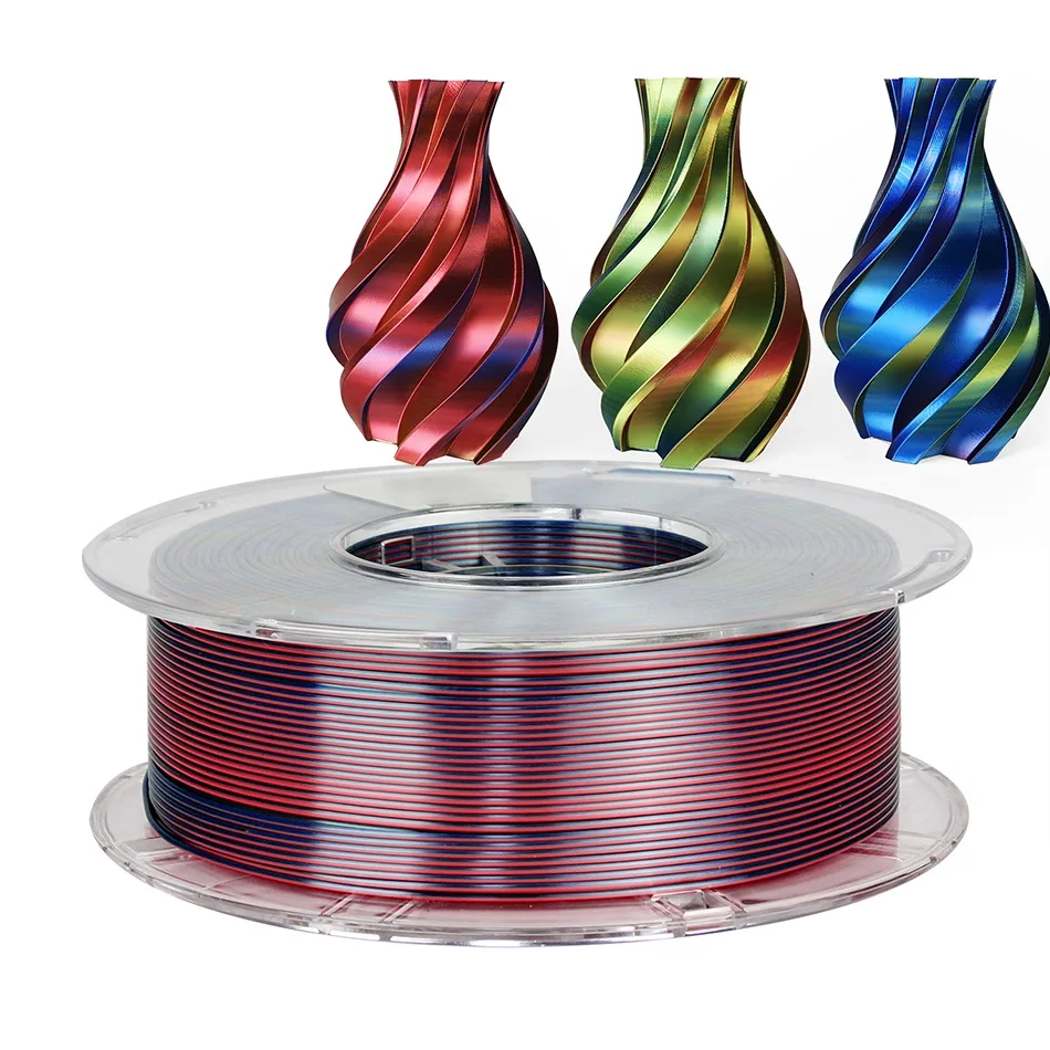 Silk Filament PLA 250g 3D Printer Silk PLA Filament 1.75mm Tricolor PLA  Silk Filament 3D Shiny 2Colour Filament Rainbow