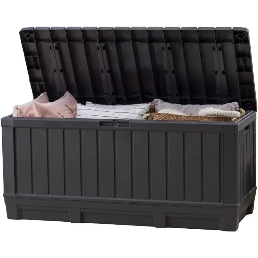 

Kentwood 92 Gallon Resin Deck Box-Organization and Storage for Patio Furniture Outdoor Cushions Graphite Throw Pillows Basket