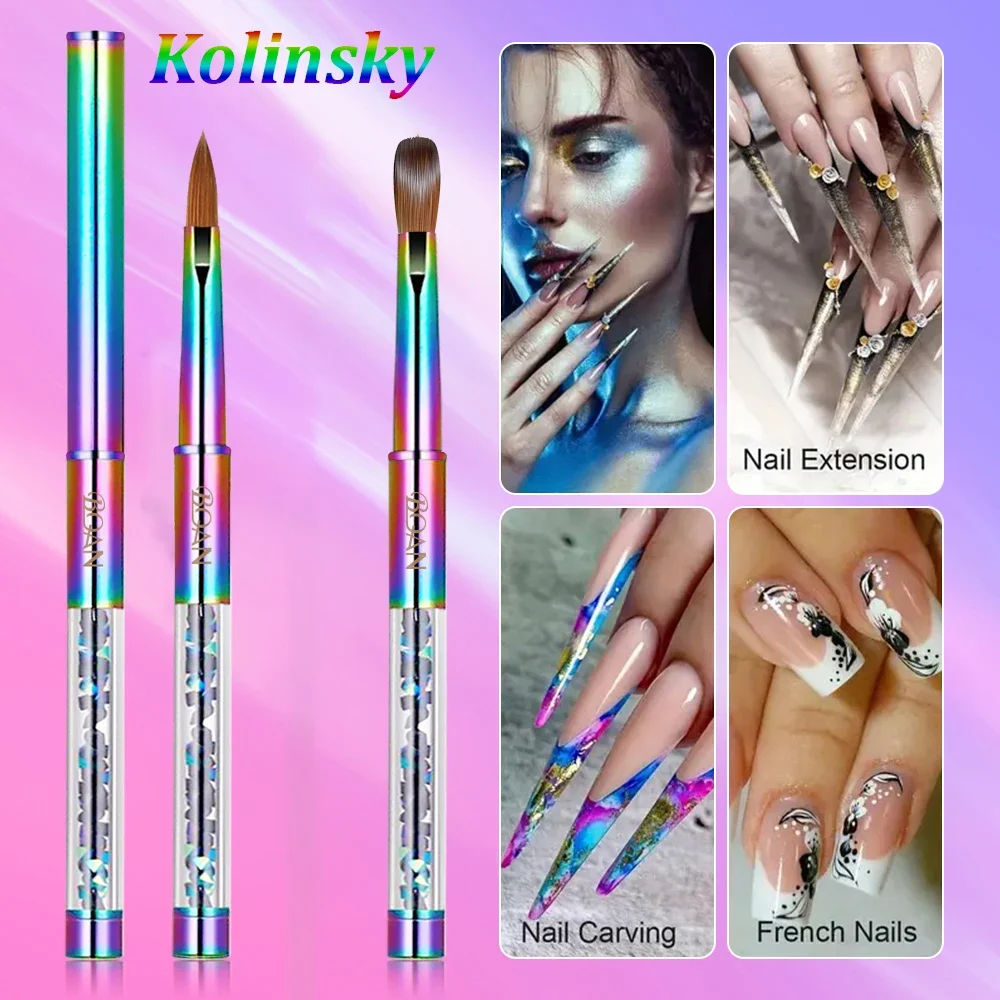 Lootaan Kolinsky Acrylic Nail Brush For Acrylic Application Nail Art Pen for Professional DIY Home Salon Manicure Extension Tool 3
