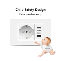 สีขาวอิตาลีชิลี USB สมาร์ท Type-c 20W Fast CHARGING Wall Power Socket พลาสติกชิลี Schuko Dual USB ปลั๊กทีวี TEL คอมพิวเตอร์ 4