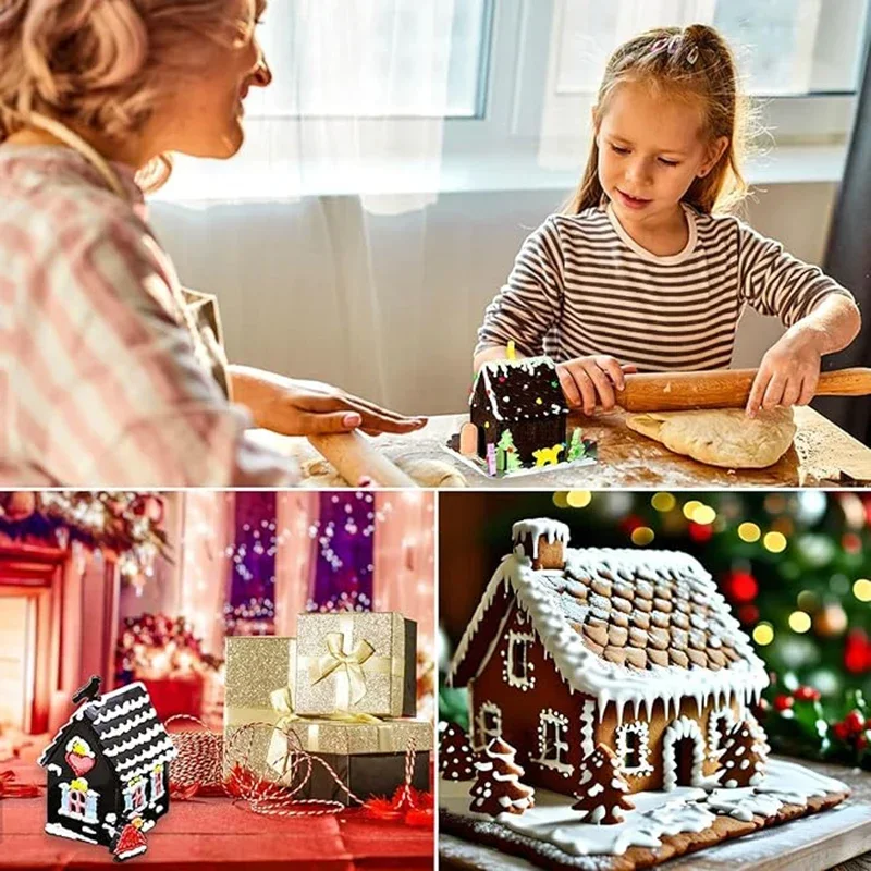 1PC Christmas House Building block Chocolate Silicone Mold Cake Decoration DIY Gingerbread House Shape Biscuits Stencil Baking