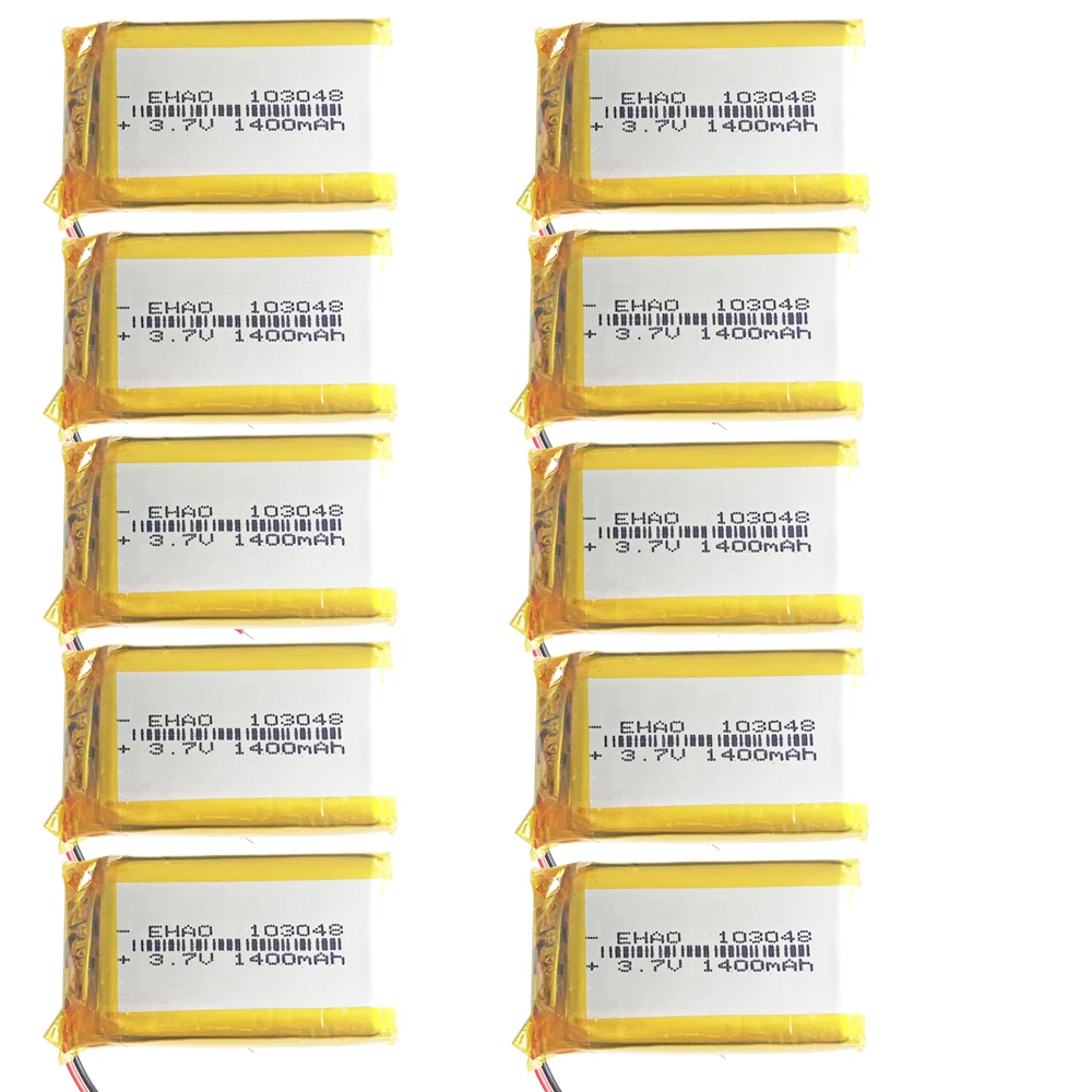 

10 PCS 3.7V 1400mAh LiPo Rechargeable Battery Replace Power For GPS Wireless Phone Electronic Card Box Mobile Phone 103048