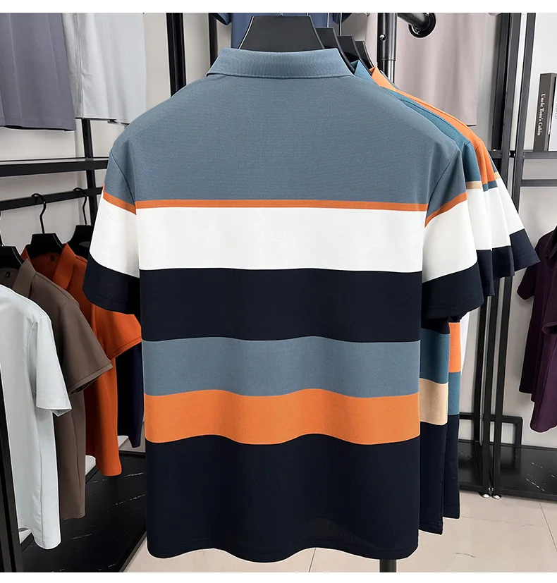 Quality trendy short sleeve polo shirt men fashion color blocked striped pocket design comfortable breathable summer T-shirt 16 Sbb7473b6cb454e4faf5d68f88563de3ch
