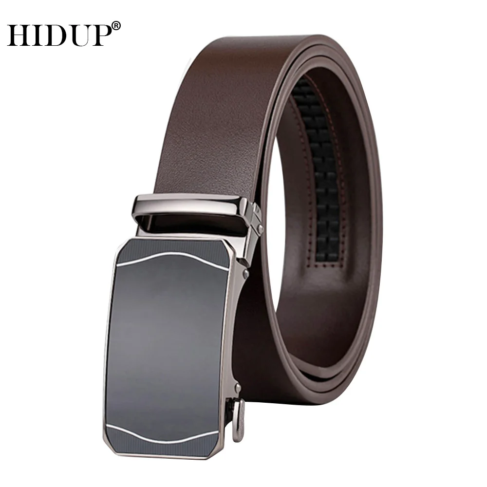 HIDUP Top Quality Solid Pure Cow Genuine Leather Ratchet Belts Automatic Male Belt Formal Business Styles 3.5cm Width NWJ1191