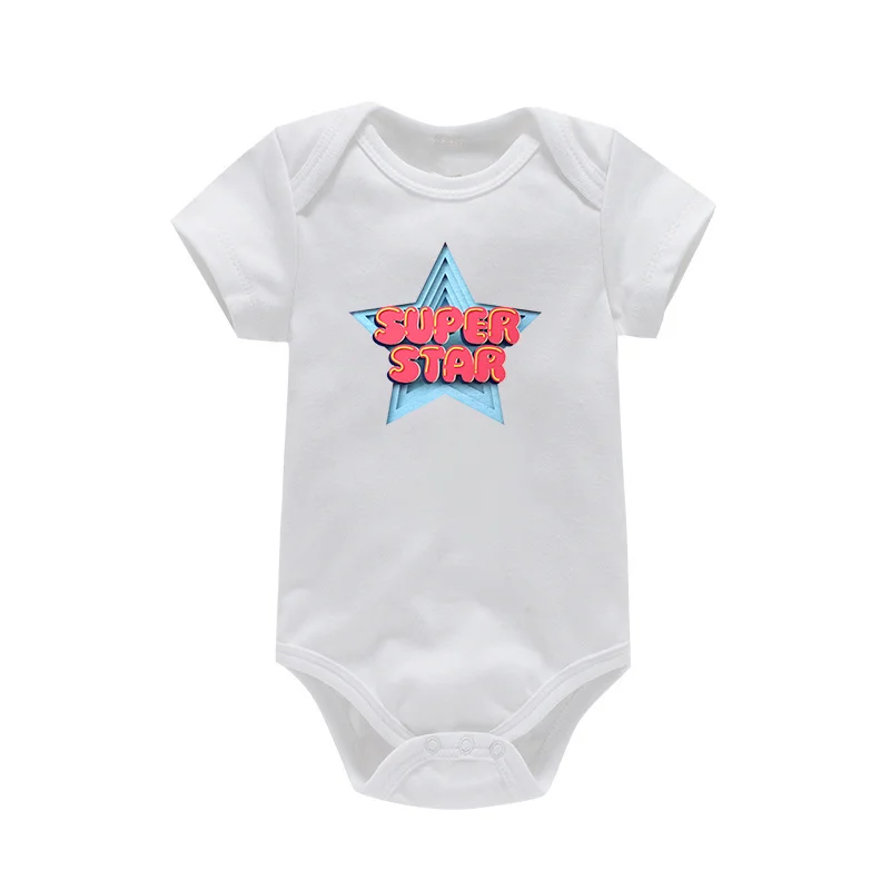 

Keescewow Newborn Pure Cotton Soft Printing Climsuit High Quality Fashion Super Star Short Sleeve Baby Bodysuit