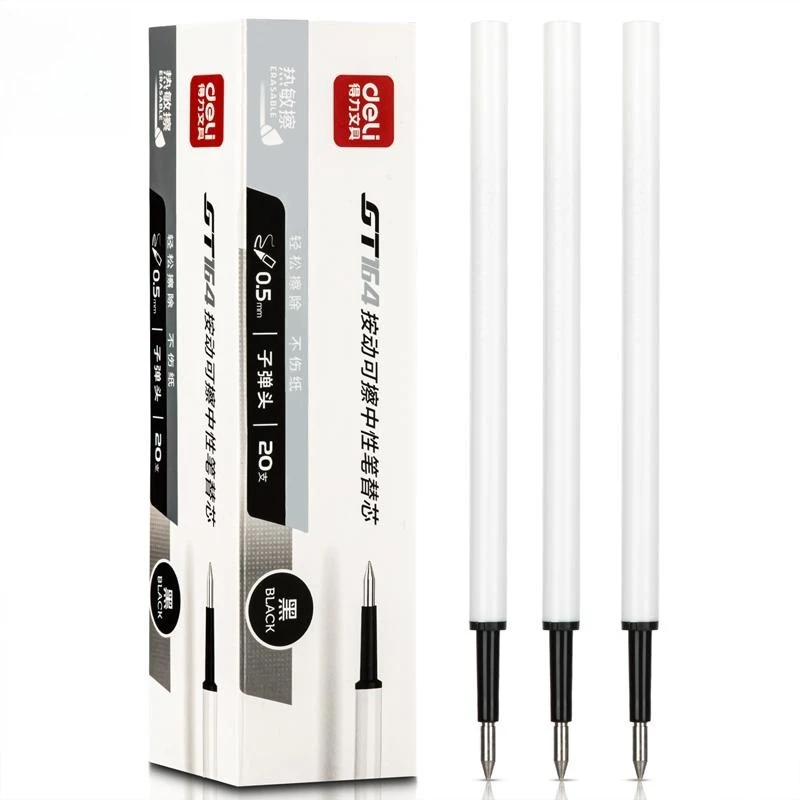 20PcsBoxDeliGT164NeutralRefillErasableGelPenCartridge05mm