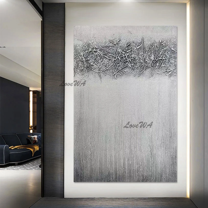

Canvas Artwork For Living Room Grey Texture Simple Design Acrylic Painting Abstract Modern Handmade Picture Home Decoration