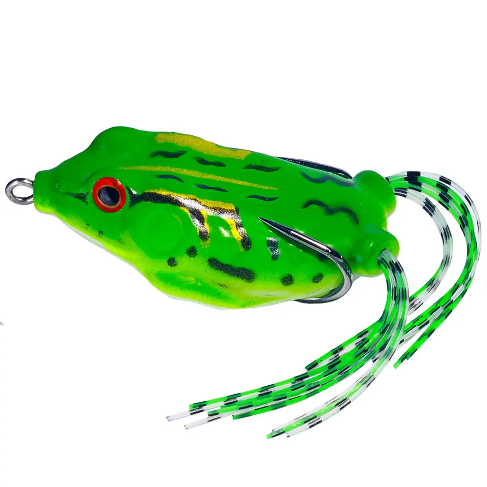 1PC 6.3cm 12.4g Pesca Frog Lure Soft Tube Bait Plastic Fishing Lure with  Fishing Hooks Topwater Ray Frog Artificial 3D Eyes