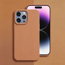 Premium Silicone Protective Case - Durable Solid Color Cover with Fall & Collision Protection - iPhone 13 Pro (Light Brown)