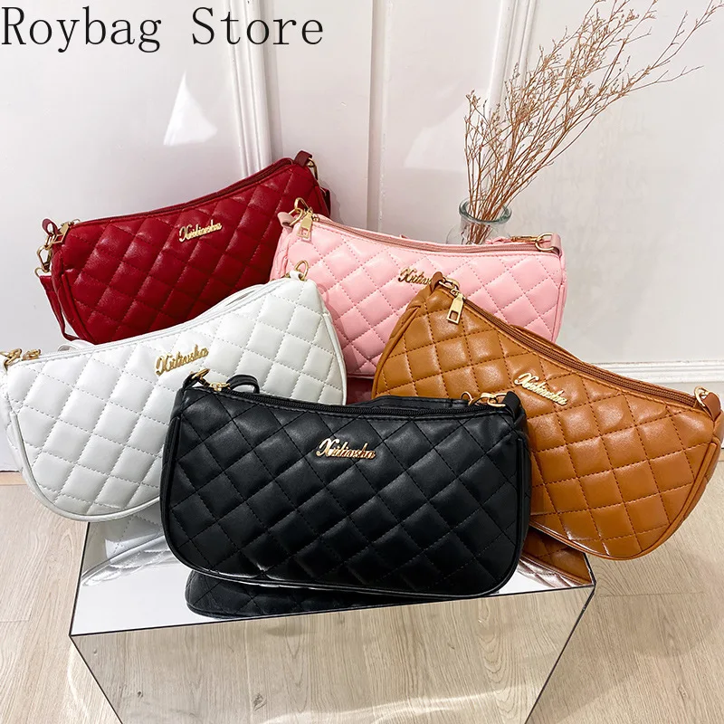 

Rhombus Embroidery Women Shoulder Bag Solid Color Pu Leather Ladies Handbag Crossbody Bag Women Female Shopper Top-Handle Bags