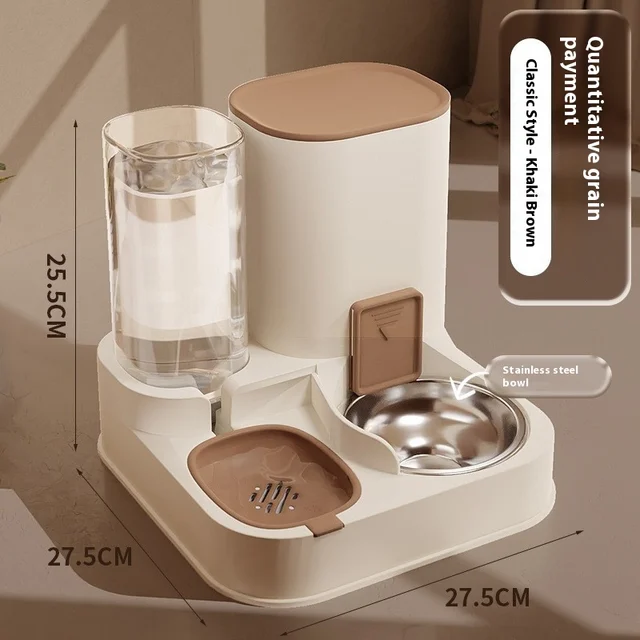 Automatic cat feeding and water dispenser, dog bowl, cat basin 2-in-1 water dispenser, cat bowl 5