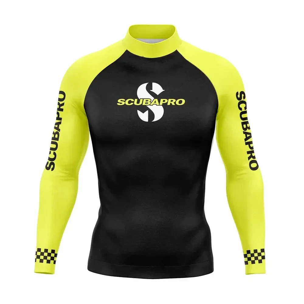 2025 Men Long Sleeve Surf Swimsuit Swimming T-shirt Beach UV Protection Swimwear Rash Guard Surfing Diving Swimsuit Tights Shirt 2