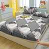 1 Simple Modern Geometry Printed Matte Fitted Sheet, Bedroom Printed Bed Cover, Bedding (Excluding Pillowcases) 1