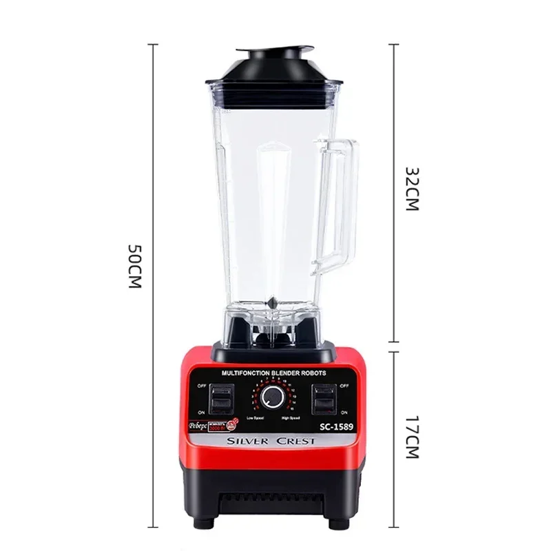 2000W Heavy Duty Commercial Blender Fruit Mixer Juicer Food Processor Ice Smoothies Blender High Power Juice maker Crusher 220V 6