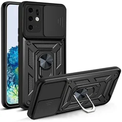Shockproof Metal Magnetic Ring Armor Phone Case with Bumper Back Cover - Galaxy S20 UItra (Black)