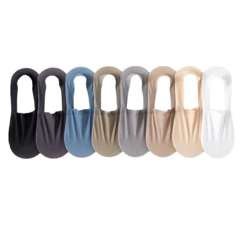 1/3/5 Pairs High-Quality Men Cotton Boat Socks Summer Thin Breathable Solid Color Silicone Anti Slip Low Top Invisible Socks