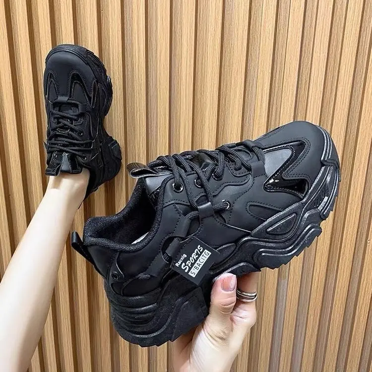 Women's Versatile Casual Thick Bottom Height Increasing Sports Shoes Spring Breathable Thin Style Trendy Autumn Flats