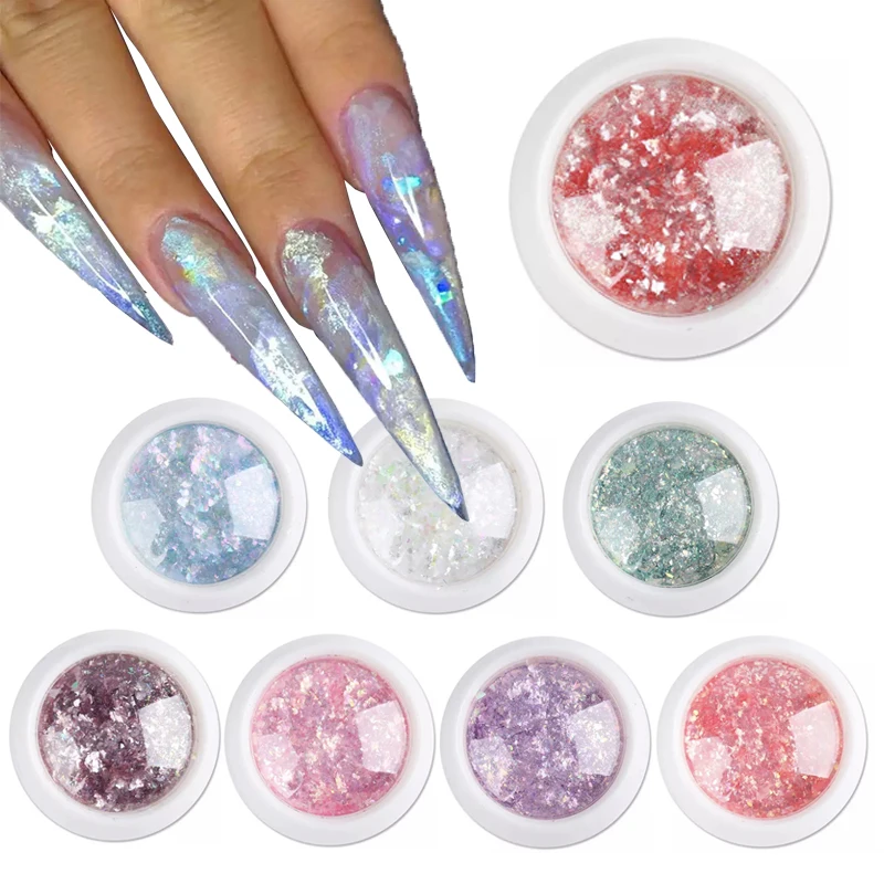 8 Colors Aurora Mirror Glitter Powder Rubbing Dust Pigment Chrome ...