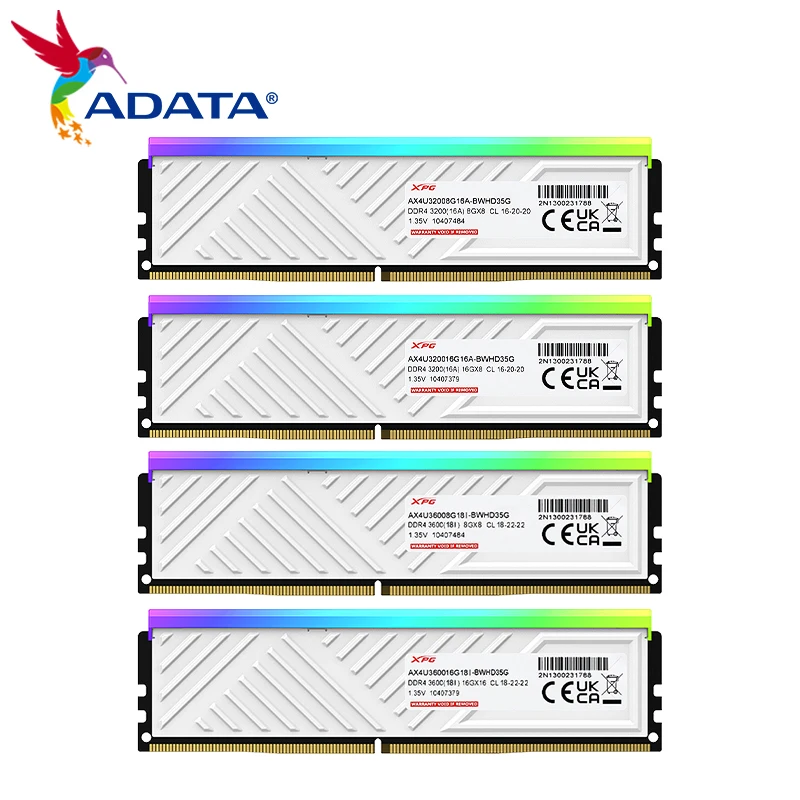 오리지널 ADATA XPG SPECTRIX D50 데스크탑 메모리 RAM, 3200Mhz, 3600MHz, 8GB, 16GB, 32GB, 듀얼 채널 오버락 DDR4 RAM, PC용