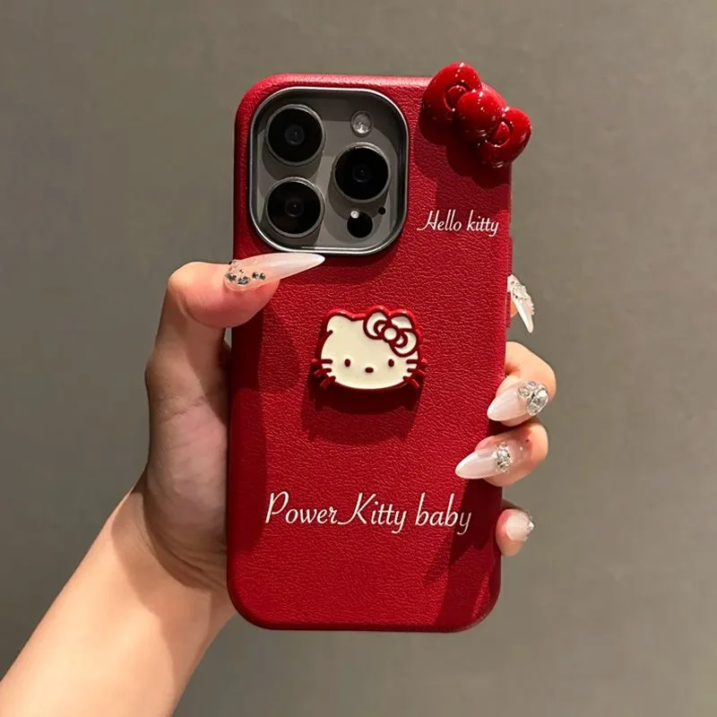 Candy 3D Kitty Toy Bowknot Leather Style Soft Phone Case