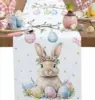 Easter Bunny Colorful eggs linen table runner Holiday party decor Farmhouse Kitchen dining table runner Easter decorations 1