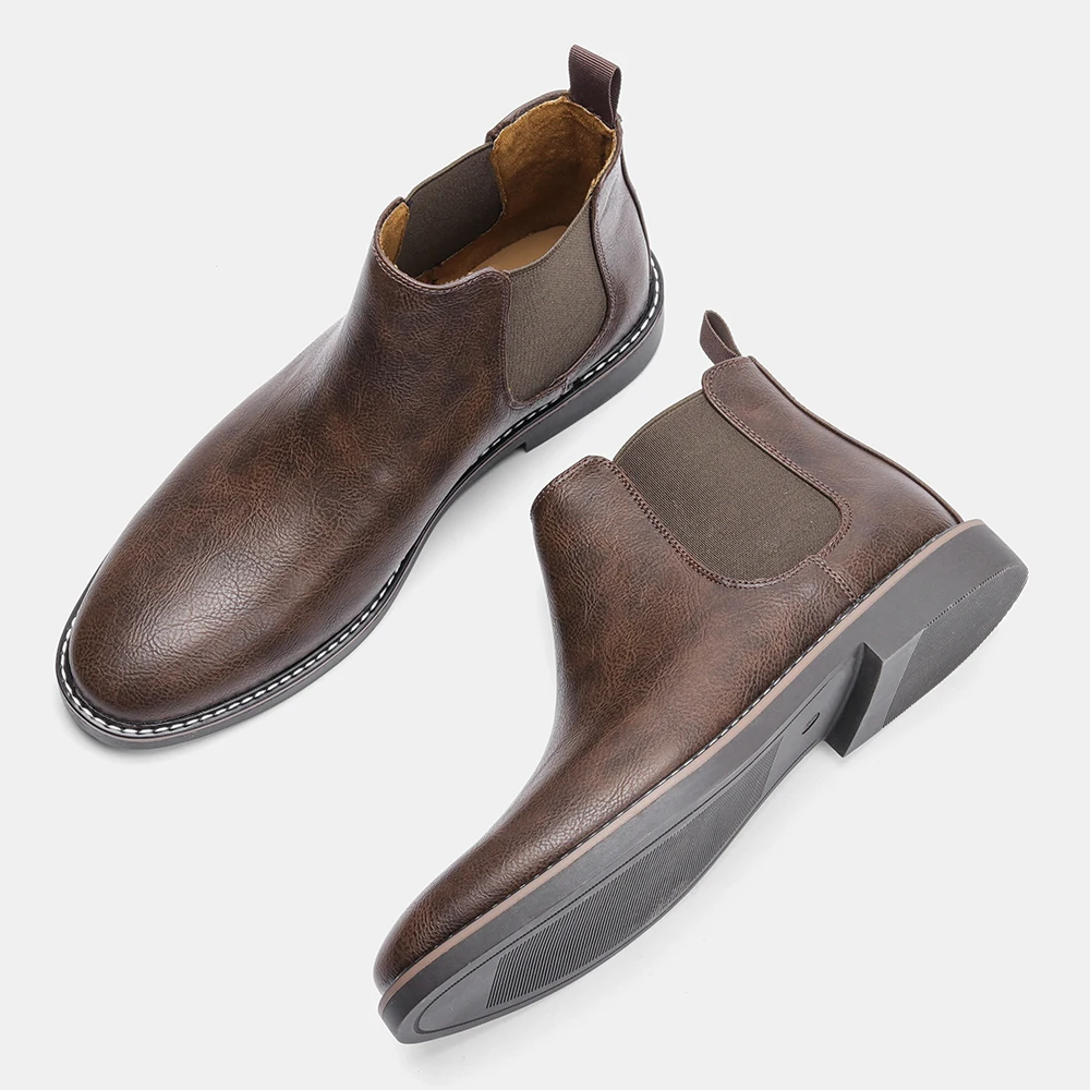40-46 Retro Men Chelsea Boots Brand Comfortable Leather Boots Fashion Casual #KD5237