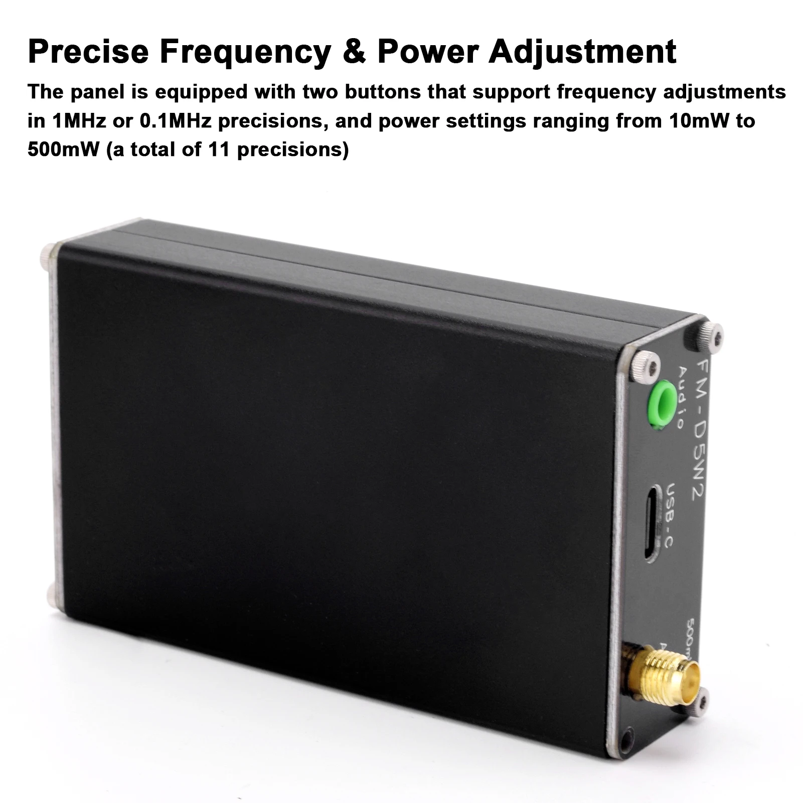 주파수 변조 이미터, 디지털 스테레오 송신 장치, C 타입, 2000m 변속기 거리, 76-108Mhz, 500mW, 0.5W