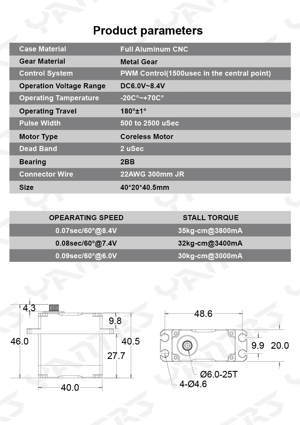 Yantrs Waterproof Rc Steering Servo 35kg 180°270°360°aluminum Case