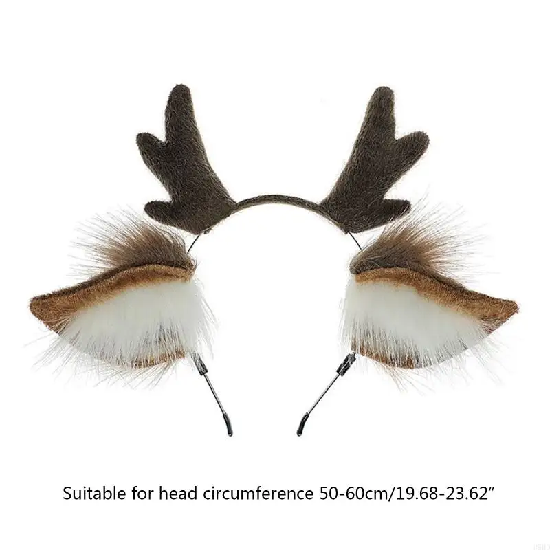 Cosplay Reindeer Antler Headband Simulation Plush Deer Ear Anime Accessories Pretended Party Costume Props Gift