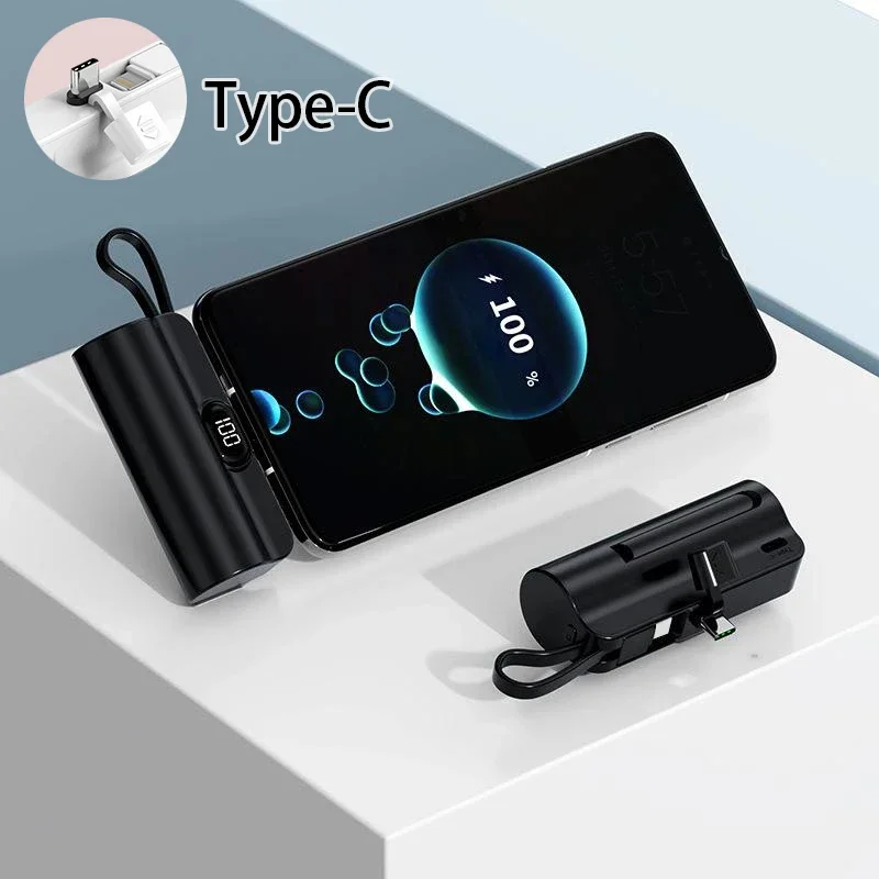 50000mAh Mini Power Bank Portable Charger Capsule Powerbank External Spare Battery Type-C Plug for Iphone Samsung HUAWEI Xiaomi