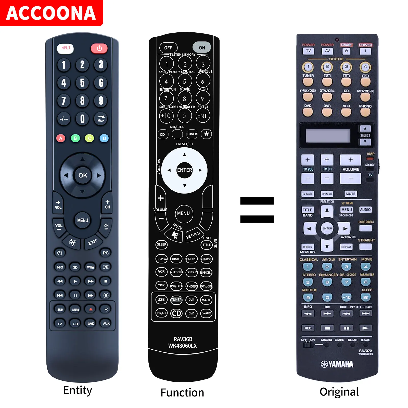Telecomando Rav368 Wk48060 Ex Per Yamaha Dsp-Ax1800 Rc159601900, Rx-V1800 Rxv-1800