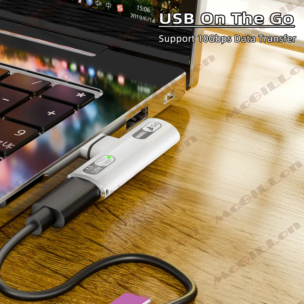USB to Type C Adapter USB3.2 10Gbps C to Dual Type-C OTG Data Male to Female 100W Fast Charging Earphone Adapter Samsung Huawei Xiaomi