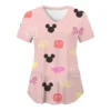 Miniso Minnie Mouse T-shirts V Neck Woman Clothes Hospital Tops Disney Top Women 2024 Nurse Uniform T-shirt Pocket Summer Tees 6