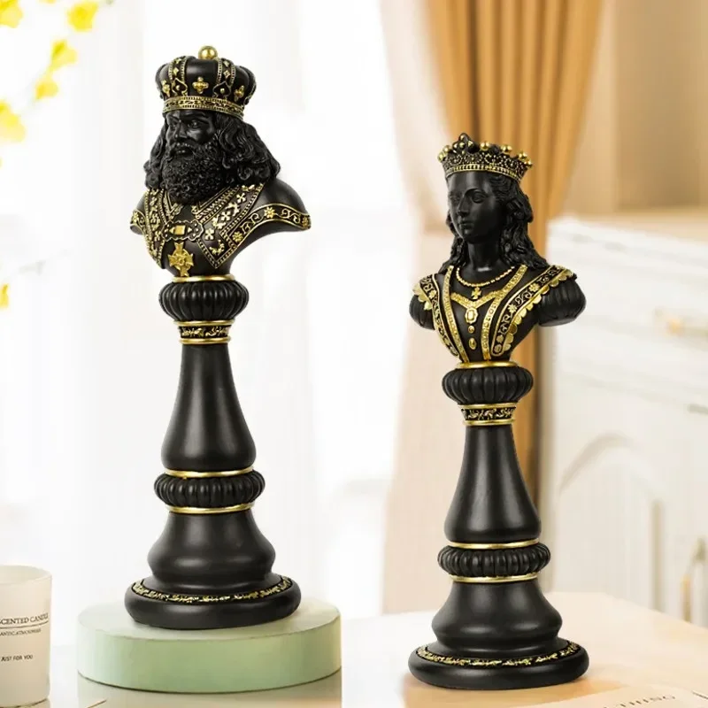 

30cm International Chess Figurines for Interior King Queen Knight Chess Statue Board Chessmen Home Deaktop Decoration