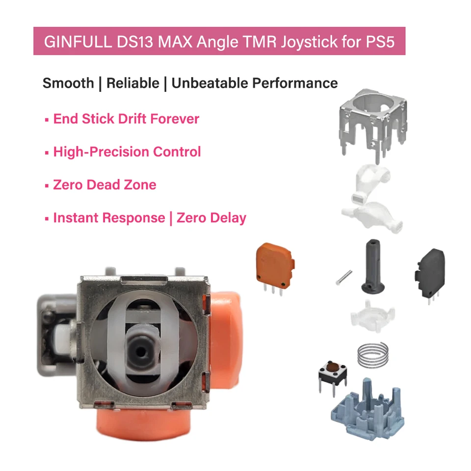 JinFull DS13 MAX Angle TMR Electromagnetic Joystick for PS5