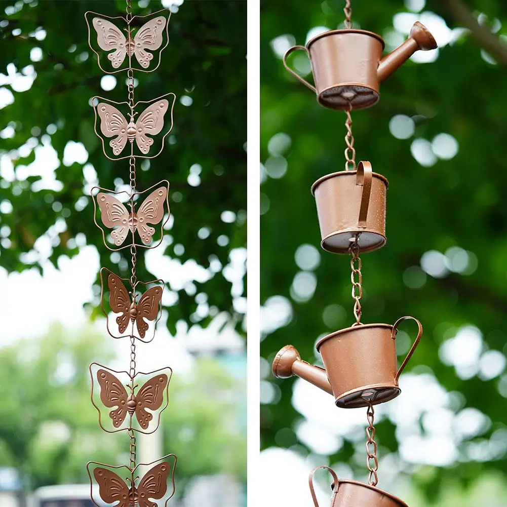 

Rain Chain For Gutters Yard Gazebos Decorative Replacement Downspouts Cup Rain Chain Divert Water Roofs Awnings Sheds 1M S3J7
