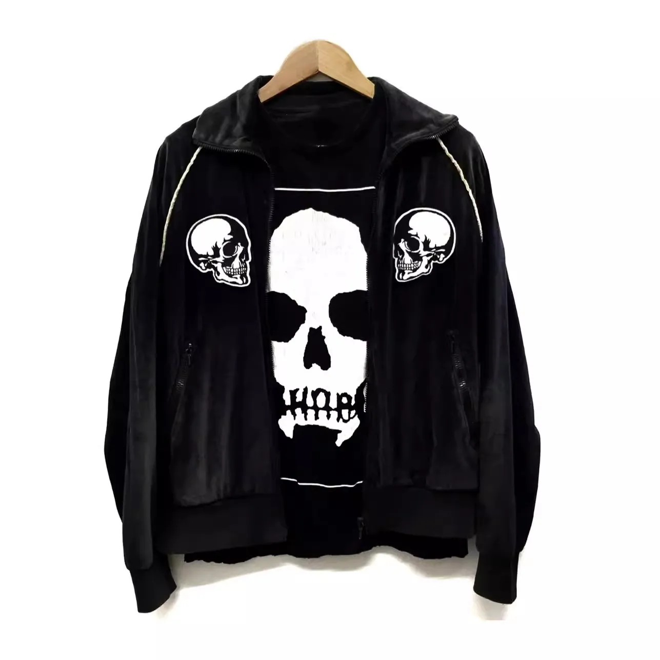 2024 Number Nine Skeleton Velvet Embroidered Zipper Jacket Loose cardigan Jacket WY1107 2