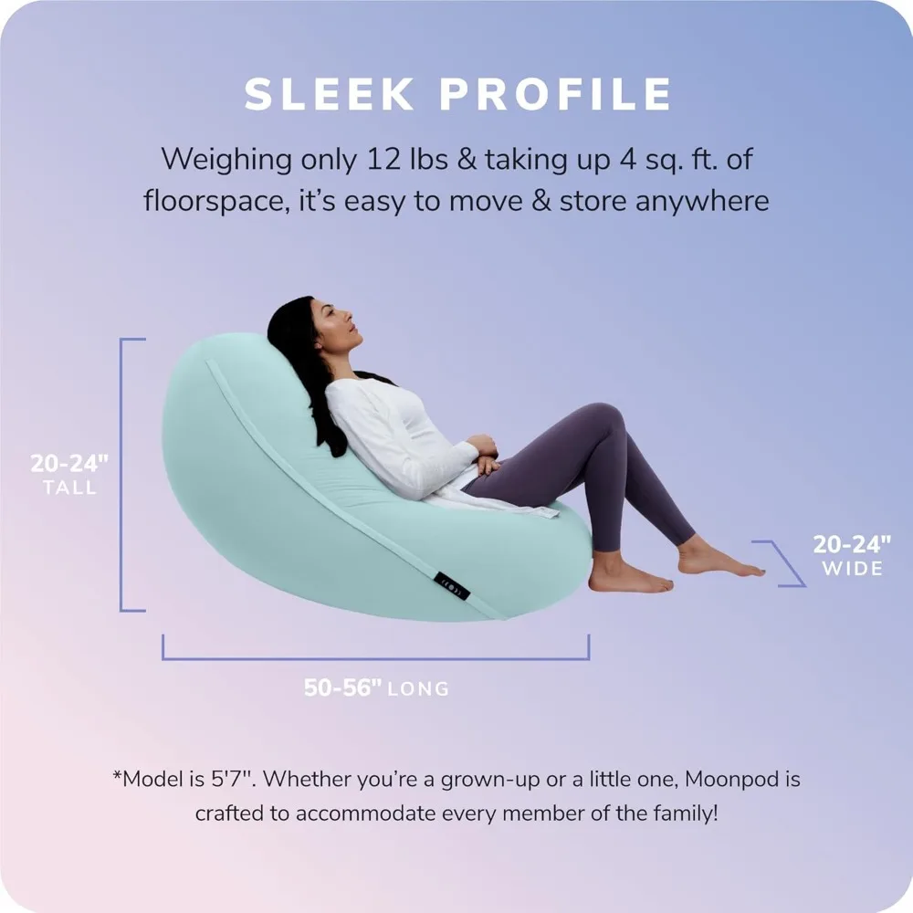 Moon Pod Bean Bag Chairs for Adults-12LB Giant Bean Bag for Back Support w/Micro-Bead Filling Zero-Gravity Sensation, Tens