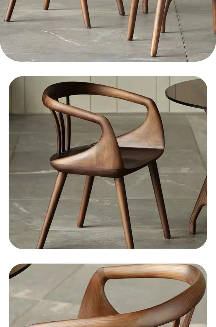 Description Picture 5 of itemNordic Home Solid Wood Dining Chair With Armrest Backrest Chair Modern Minimalist Coffee Chair Living Room Kitchen Furniture New
